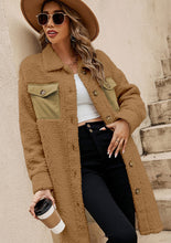 Load image into Gallery viewer, Collared Neck Long Sleeve Longline Teddy Jacket