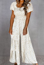 Load image into Gallery viewer, Smocked Printed Short Sleeve Jumpsuit