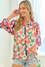 Load image into Gallery viewer, First Love Full Size Floral Button Down Satin Shirt