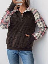 Load image into Gallery viewer, Perfee Plaid Half Zip Long Sleeve Sweatshirt
