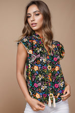 Load image into Gallery viewer, Tassel Printed Cap Sleeve Blouse