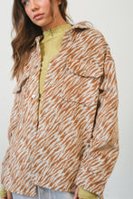 Load image into Gallery viewer, HYFVE Zebra Print Snap Down Long Sleeve Shacket