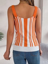 Load image into Gallery viewer, Openwork Striped V-Neck Tank