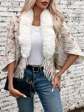 Load image into Gallery viewer, Fringe Fuzzy Open Front Poncho