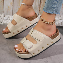 Load image into Gallery viewer, PU Leather Studded Platform Sandals