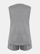 Load image into Gallery viewer, Full Size Waffle-Knit Notched Top and Shorts Set