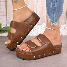 Load image into Gallery viewer, PU Leather Studded Platform Sandals