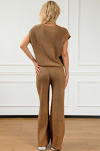 Load image into Gallery viewer, Pocketed V-Neck Top and Wide Leg Sweater Set