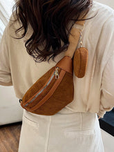 Load image into Gallery viewer, Corduroy Adjustable Strap Crossbody Bag with Pouch