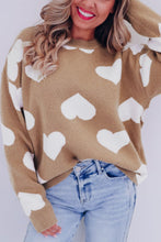 Load image into Gallery viewer, Heart Round Neck Long Sleeve Sweater