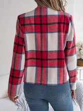Load image into Gallery viewer, Plaid Open Front Long Sleeve Jacket