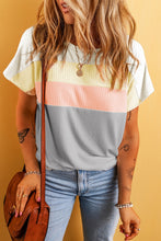 Load image into Gallery viewer, Color Block Round Neck Short Sleeve T-Shirt