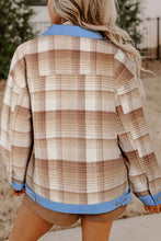 Load image into Gallery viewer, Contrast Trim Plaid Collared Neck Shacket