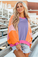 Load image into Gallery viewer, Color Block Round Neck Long Sleeve Top