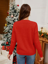 Load image into Gallery viewer, Sequin Candy Cane Round Neck Long Sleeve Sweater