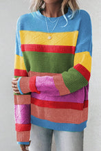 Load image into Gallery viewer, Contrast Round Neck Dropped Shoulder Sweater