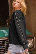 Load image into Gallery viewer, Valentine’s Day Rhinestone Heart Round Neck Long Sleeve Sweatshirt