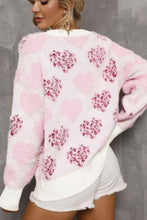Load image into Gallery viewer, Pearl Detail Heart Round Neck Sweater