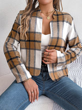 Load image into Gallery viewer, Plaid Open Front Long Sleeve Jacket