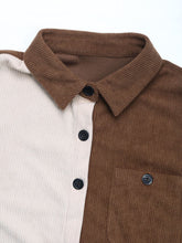 Load image into Gallery viewer, Perfee Pocketed Contrast Collared Neck Long Sleeve Shirt