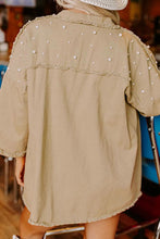 Load image into Gallery viewer, Raw Hem Peal Trim Dropped Shoulder Denim Jacket