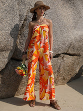 Load image into Gallery viewer, Tied Printed Tube Wide Leg Jumpsuit