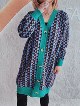 Load image into Gallery viewer, Contrast Trim Geometric Button Down Cardigan