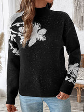 Load image into Gallery viewer, Perfee Flower Mock Neck Long Sleeve Sweater