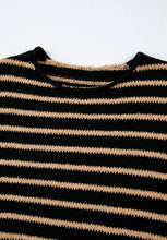 Load image into Gallery viewer, Stripe Drop Shoulder Round Neck Sweater