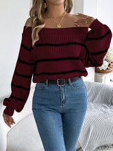 Load image into Gallery viewer, Striped Off-Shoulder Long Sleeve Sweater