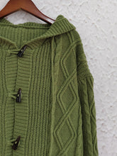 Load image into Gallery viewer, Cable-Knit Long Sleeve Hooded Cardigan