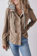 Load image into Gallery viewer, Drawstring Button Up Long Sleeve Hooded Jacket