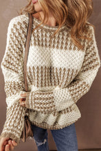 Load image into Gallery viewer, Color Block Round Neck Dropped Shoulder Sweater