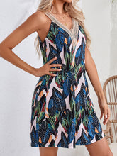 Load image into Gallery viewer, Lace Detail Printed V-Neck Sleeveless Dress