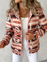 Load image into Gallery viewer, Geometric Zip Up Long Sleeve Hooded Jacket