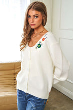 Load image into Gallery viewer, Davi &amp; Dani Flower Embroidered Button Up Long Sleeve Cardigan