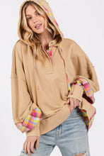 Load image into Gallery viewer, SAGE + FIG Full Size Plaid Print Washed Hoodie