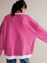 Load image into Gallery viewer, Contrast Trim Round Neck Long Sleeve Sweatshirt