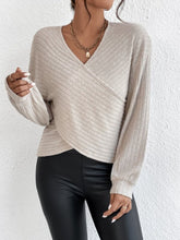 Load image into Gallery viewer, Surplice Dropped Shoulder Long Sleeve T-Shirt
