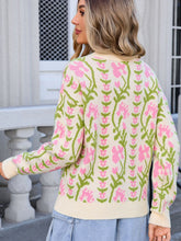 Load image into Gallery viewer, Flower Round Neck Long Sleeve Sweater
