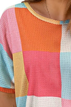Load image into Gallery viewer, Color Block Round Neck Half Sleeve Top