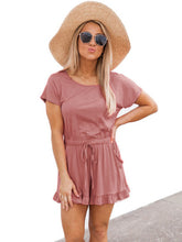 Load image into Gallery viewer, Ruffled Boat Neck Short Sleeve Romper