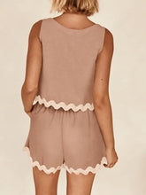 Load image into Gallery viewer, Contrast Rickrack Trim Sleeveless Top and Shorts Set