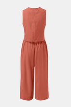 Load image into Gallery viewer, Round Neck Top and Wide Leg Pants Set