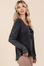 Load image into Gallery viewer, Mittoshop Washed V-Neck Long Sleeve Blouse