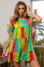 Load image into Gallery viewer, BiBi Leopard Short Sleeve Tiered Dress