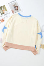 Load image into Gallery viewer, Star Contrast Round Neck Long Sleeve Sweatshirt