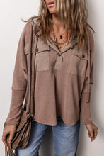 Load image into Gallery viewer, Pocketed Half Button Long Sleeve Hoodie