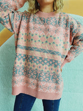 Load image into Gallery viewer, Geometric Round Neck Dropped Shoulder Sweater