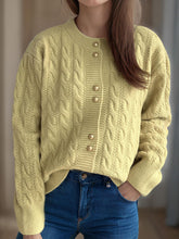 Load image into Gallery viewer, Cable-Knit Round Neck Long Sleeve Cardigan
